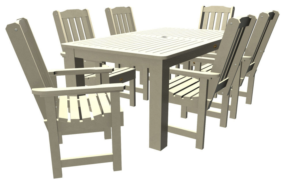 Springville 7-Piece 42x72 Dining Set, Weathered Acorn, Whitewash