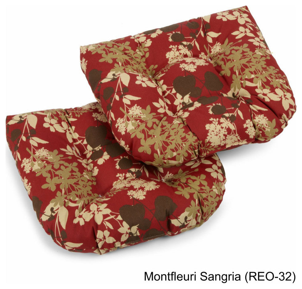 19" U-Shaped Outdoor Tufted Dining Chair Cushion, Set of 2, Montfleuri Sangria
