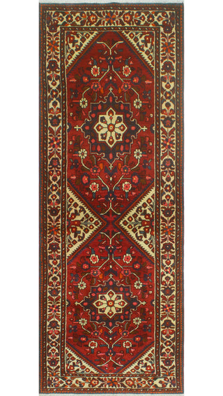 Fine Vintage Distressed Ariela Red/Ivory Runner, 3'8 x 9'10