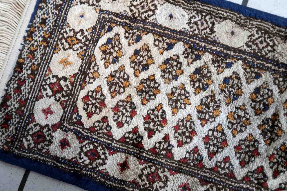 Vintage Turkish Sivas Silk Mat 0.9'x2.1', 30cmx66cm, 1950s 1C1011