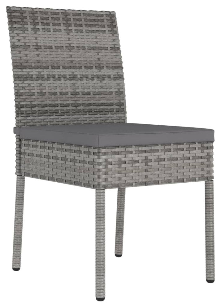 vidaXL Modern Dining Chairs 2 Pcs Patio Rattan Dining Chair Poly Rattan Gray