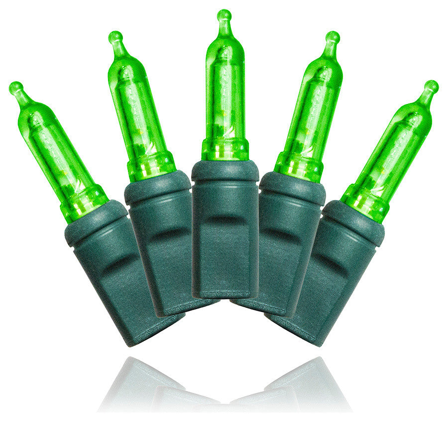 35 T5 Green LED Lights 4" Spacing On Green Wire