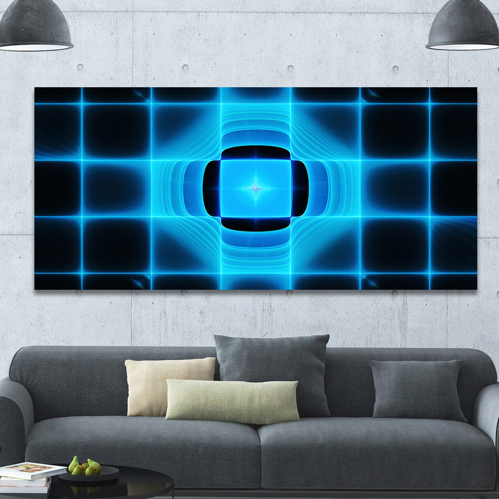 Blue on Black Thermal Infrared Visor, Oversized Abstract Canvas Art Print, 60x28