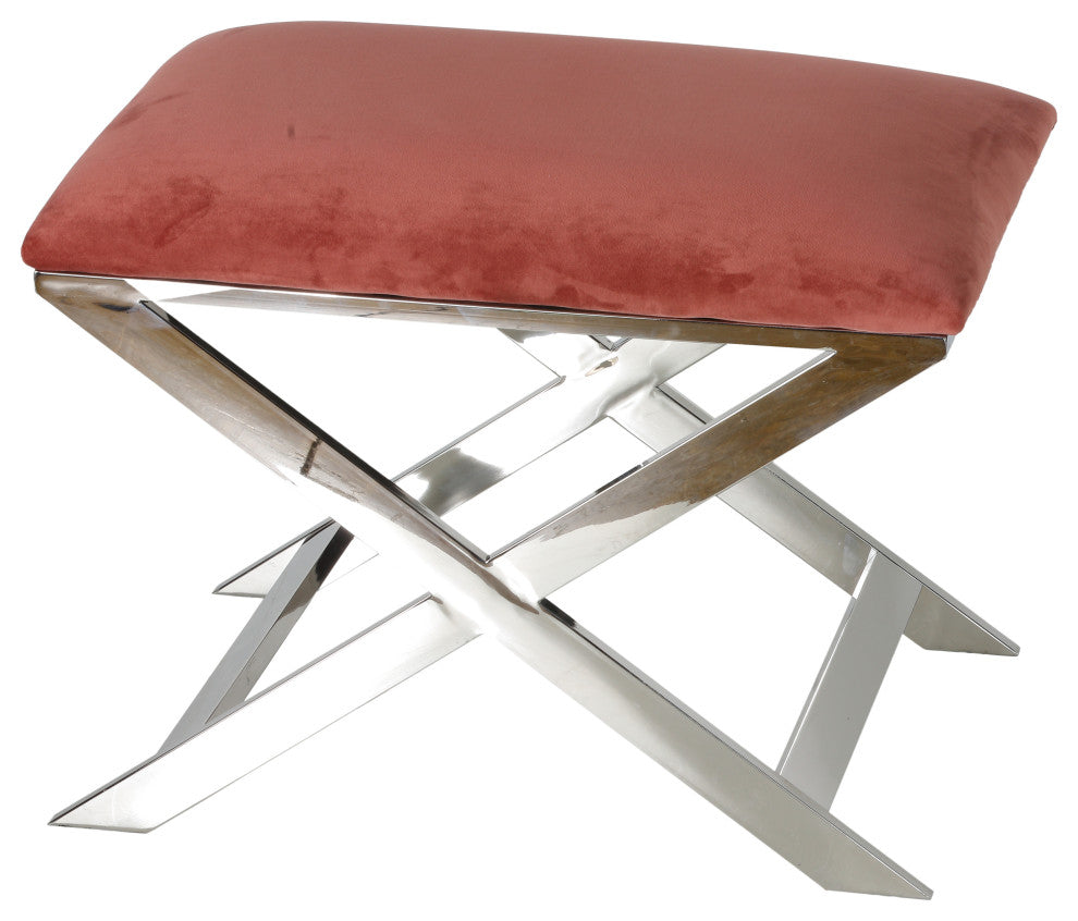 Cortesi Home Komodo X Bench Ottoman, 23", Blush Pink