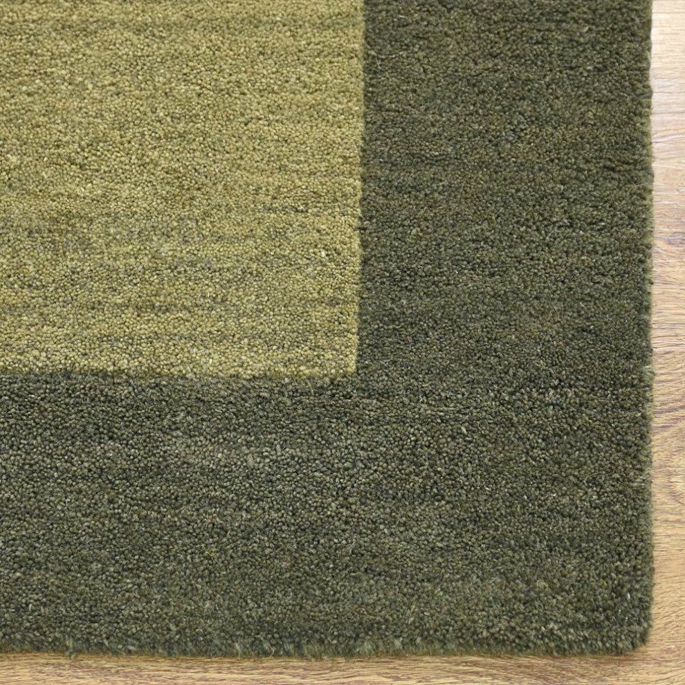 HAND TUFTED WOOL ECO-FRIENDLY AREA RUGS-Green Color, Contemporary Design