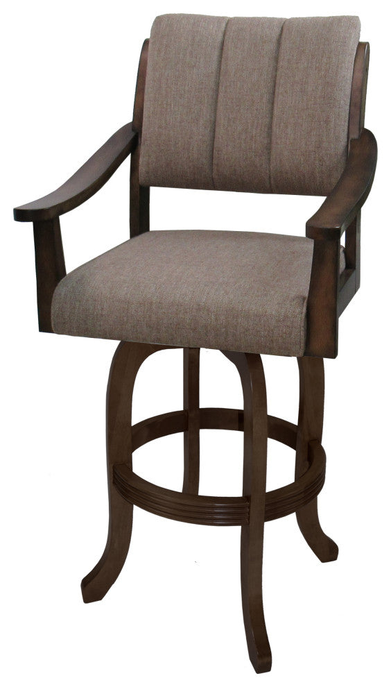 Casa Swivel Wood Stool on Melina Base, Basin Beige - New Brown, 26"