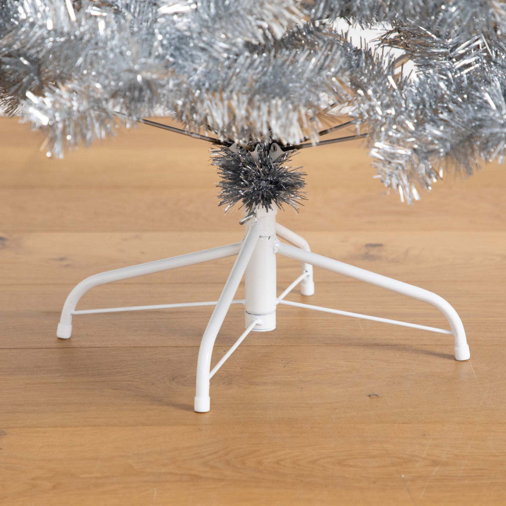 5ft. Artificial Silver Tinsel Santa's Hat Christmas Tree With Star Topper