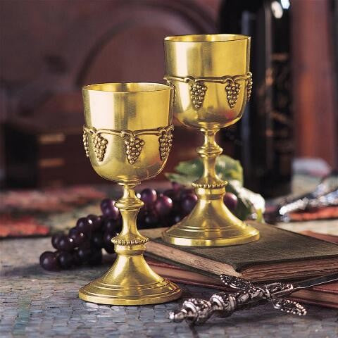 BRASS GRAPE HARVEST GOBLET