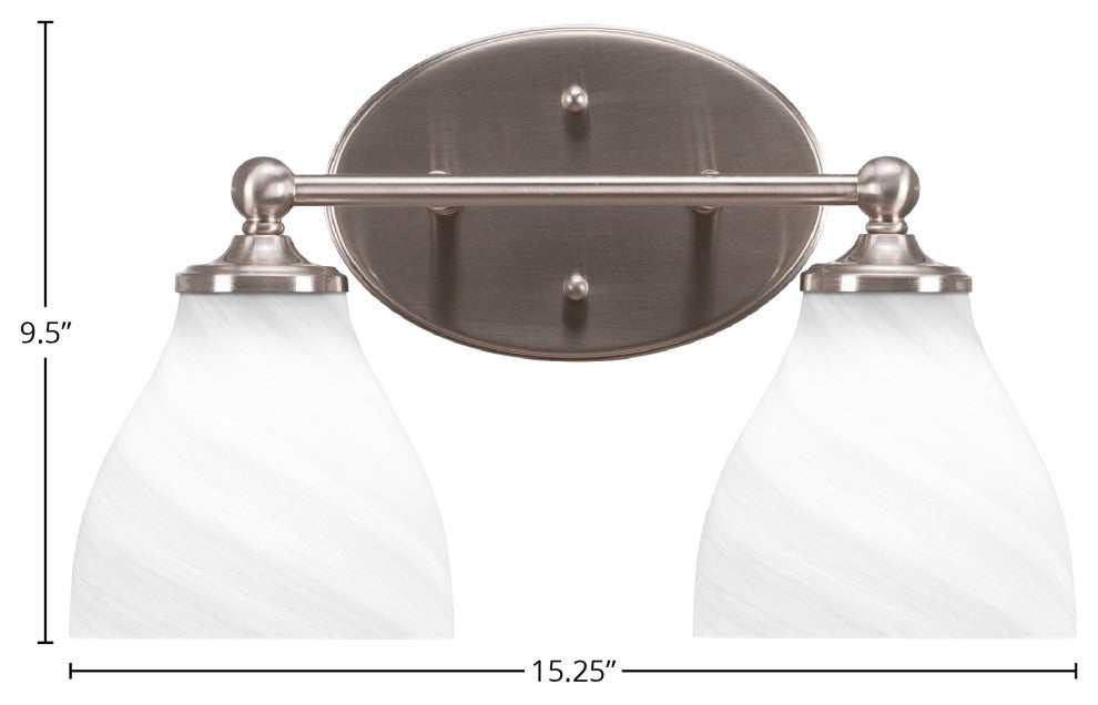 Capri 2-Light Bath Bar, Brushed Nickel/White Marble