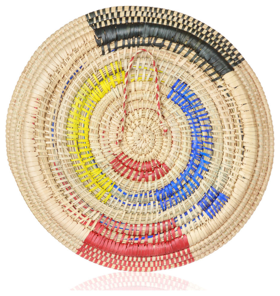 Palm Tray Plate and Wall Art, Artisan Crafted, Malawi, Multicolor, 12"