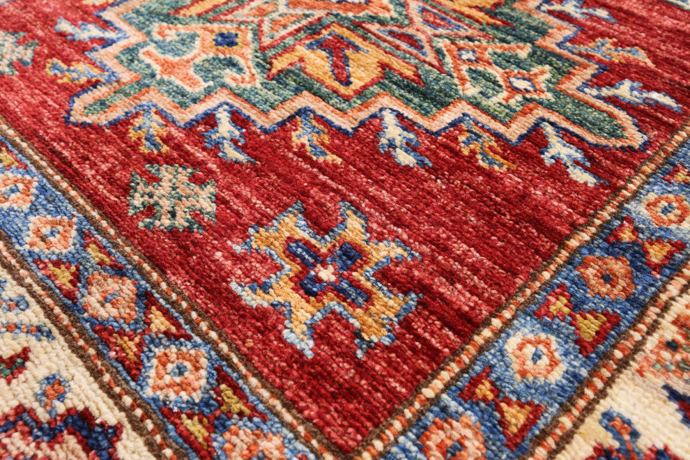 Runner Super Kazak Handmade Rug 2' 8" X 12' 11" - Q12994
