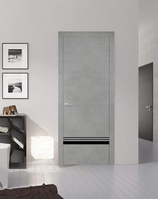 Solid French Door 18 x 84 | Planum 0012 Concrete with| Bathroom