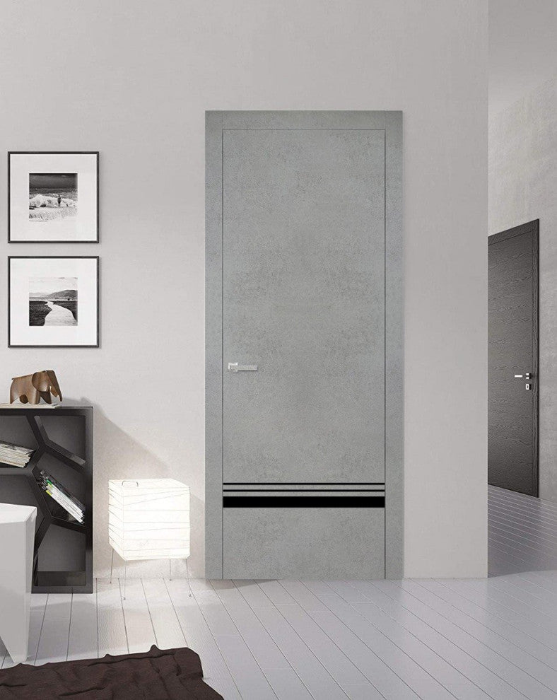 Solid French Door 18 x 84 | Planum 0012 Concrete with| Bathroom