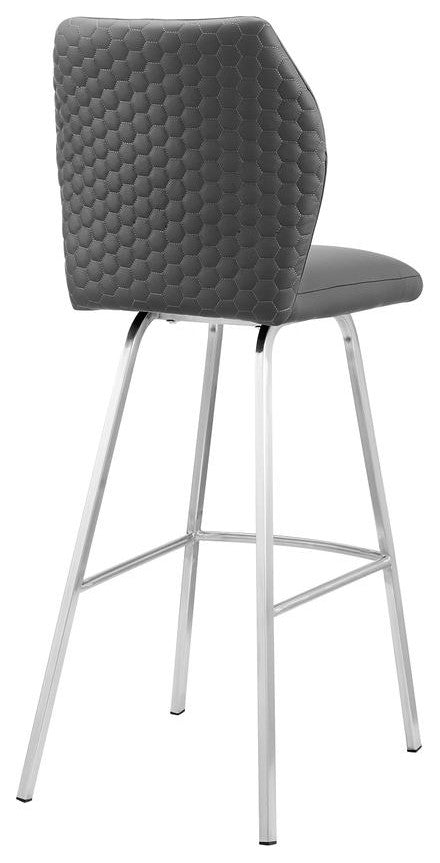Tandy Gray Faux Leather and Brushed Stainless Steel 26 Counter Stool