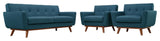 Modway Engage Armchairs and Loveseat, Set of 3, Azure