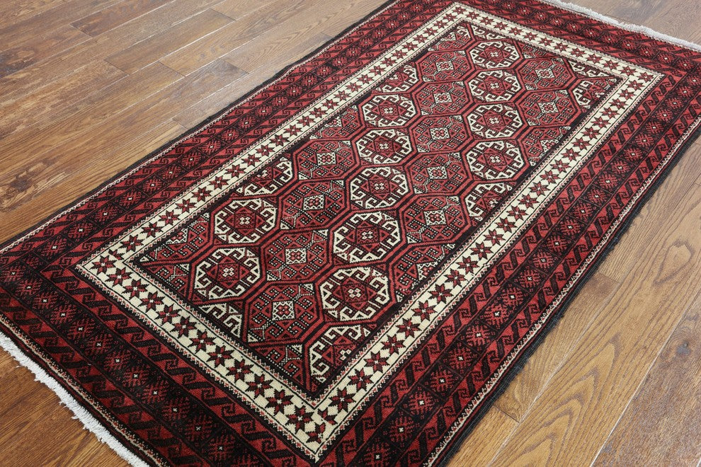 Persian Balouch Oriental Wool Area Rug 4'x6', W2304