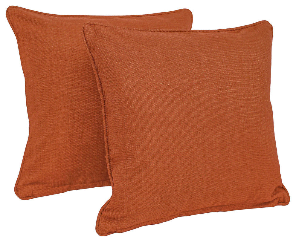 18" Outdoor Spun Polyester Square Throw Pillows, Set of 2, Cinnamon