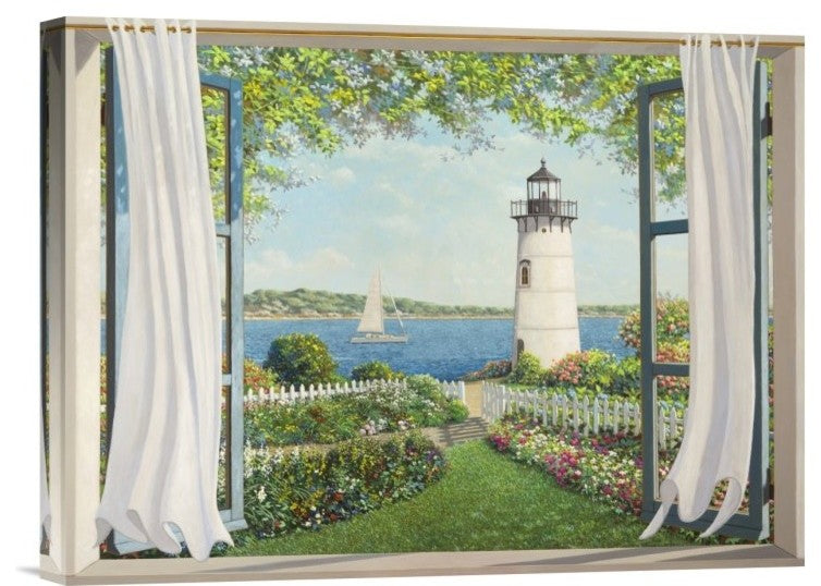 "Finestra sul faro" Stretched Canvas Giclee by Andrea Del Missier, 16"x12"