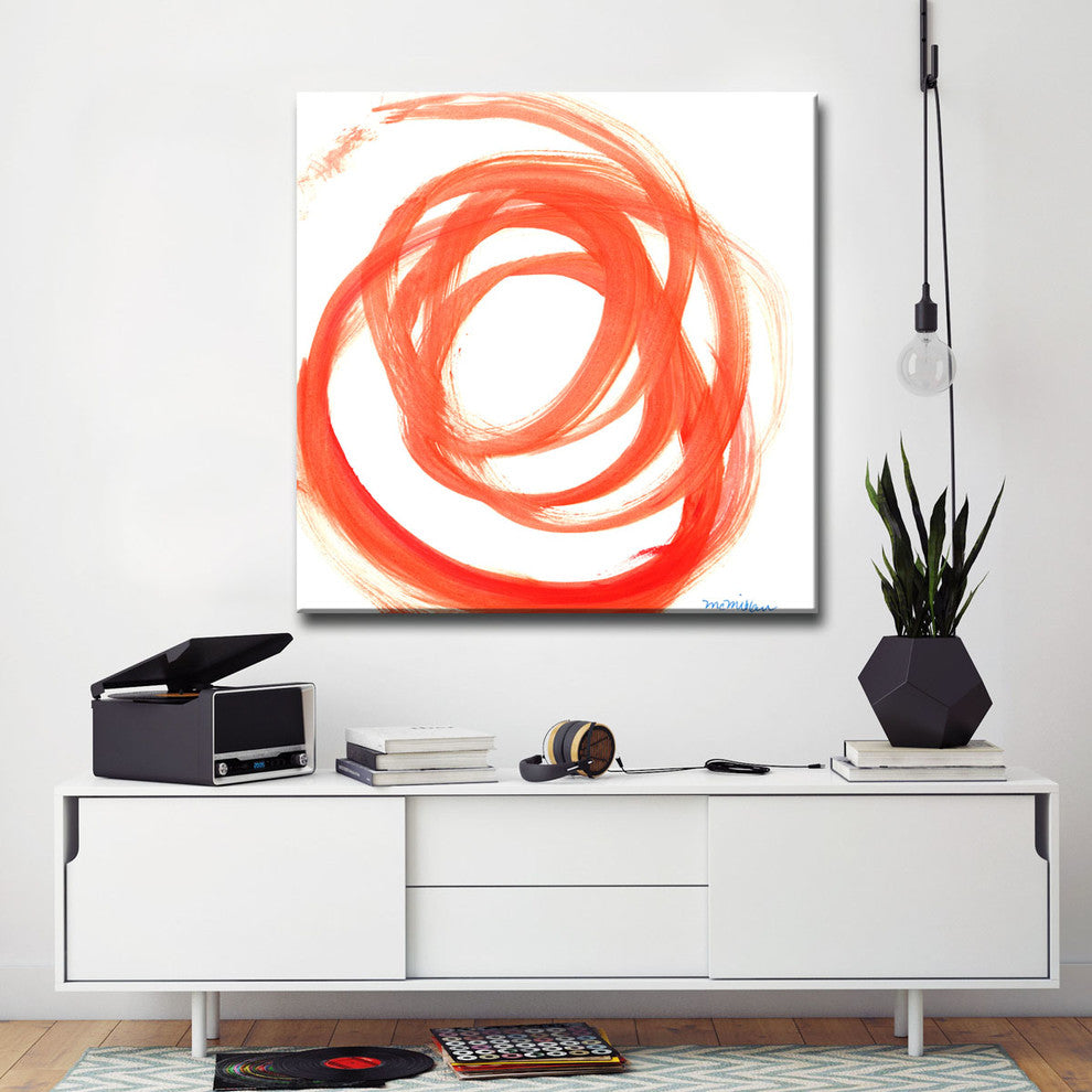 Orange Swirl II' Ready2HangArt Canvas by Leslie Owens, 16"x16"