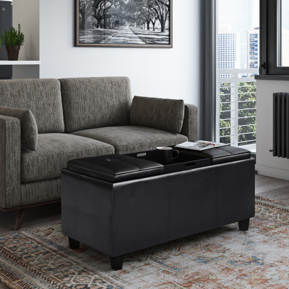 Avalon Tray Storage Ottoman with Lift Up Lids
