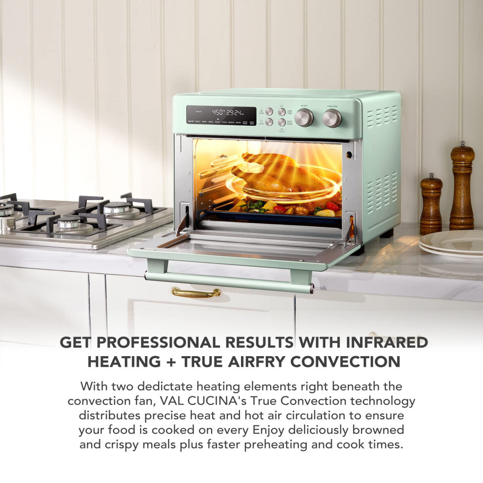 Infrared Heating Air Fryer Toaster Oven, Extra Large Countertop Convection Oven, Green Color