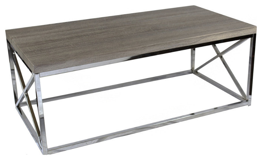 Elegantly Charmed Metallic Cocktail Table, Brown And Silver