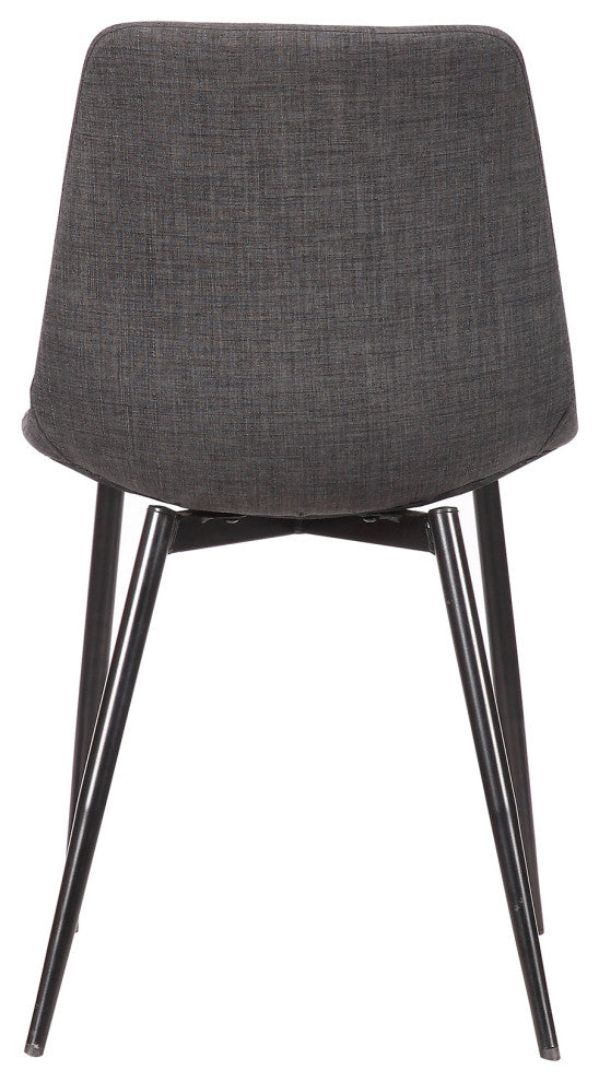 Monte Contemporary Dining Chair in Charcoal Faux Leather With Black Metal Legs