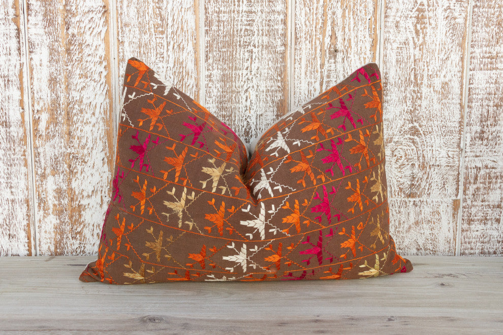 Anshi Antique Indian Folk Lumbar Pillow
