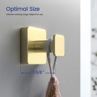 Blaze Bathroom Towel & Robe Hook, Set of 2, Brushed Gold