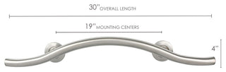 30" Maverick Double Arched Curved/Wave Bathroom Shower Grab Bar, Satin
