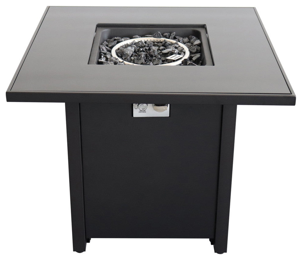 30" Outdoor Rectangle Fire Pit Table, Black