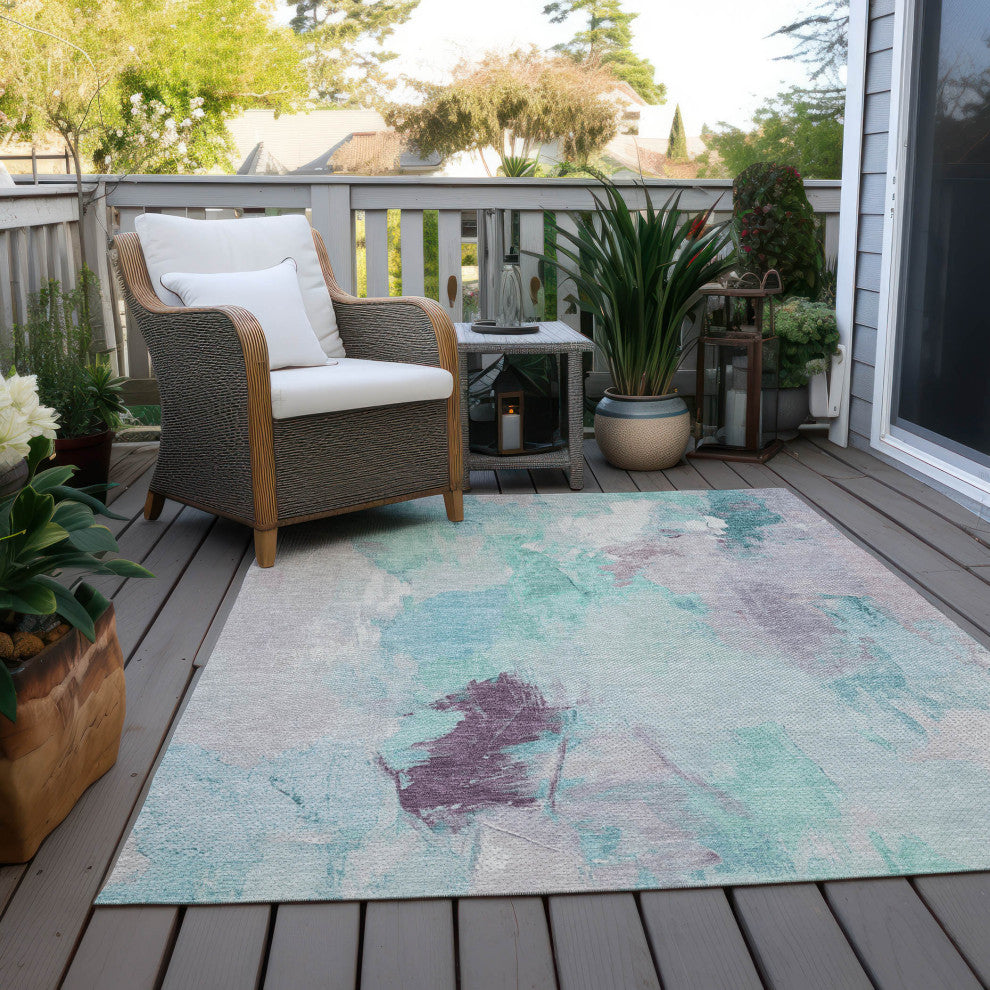 Machine Washable Indoor/Outdoor Chantille ACN1914 Teal 2'6" x 3'10" Rug