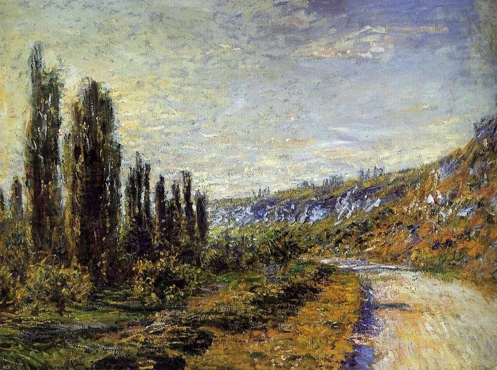 Claude Oscar Monet The Road from Vetheuil, 21"x28" Wall Decal