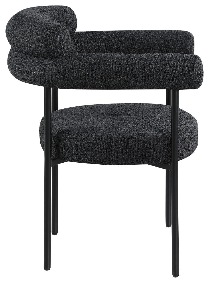 Blake Upholstered Dining Chair, Black, Boucle Fabric, Matte Black, Set of 2