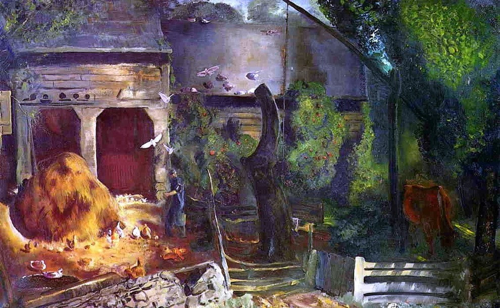 George Wesley Bellows Old Farmyard Toodleums, 18"x27" Wall Decal