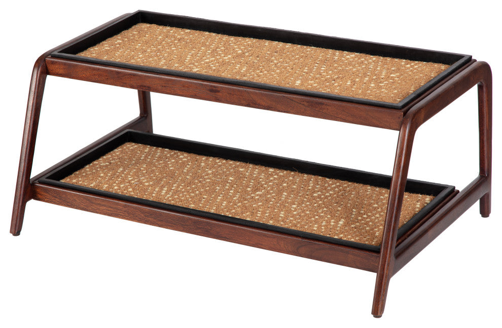 Double-Tier Brown Stand With 3-Pair Rubber Boot Trays Mersey