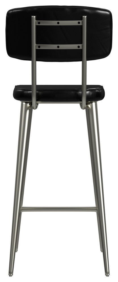 Saddle Leather Rectangular 26" Counter Stool, Black