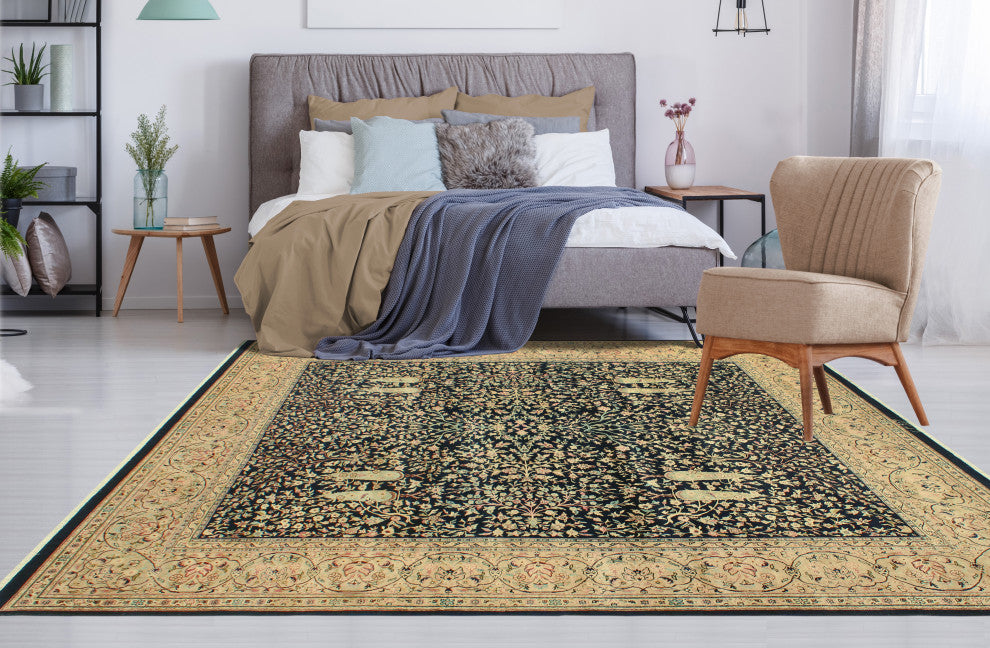 Pak-Persian Crispin Navy /Beige Rug, 8'0x9'10