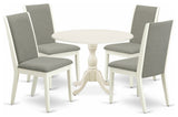 5 Pc Dining Set, 1 Drop Leaves Table, 4 Shitake Chairs, High Back, Linen White