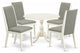 5 Pc Dining Set, 1 Drop Leaves Table, 4 Shitake Chairs, High Back, Linen White