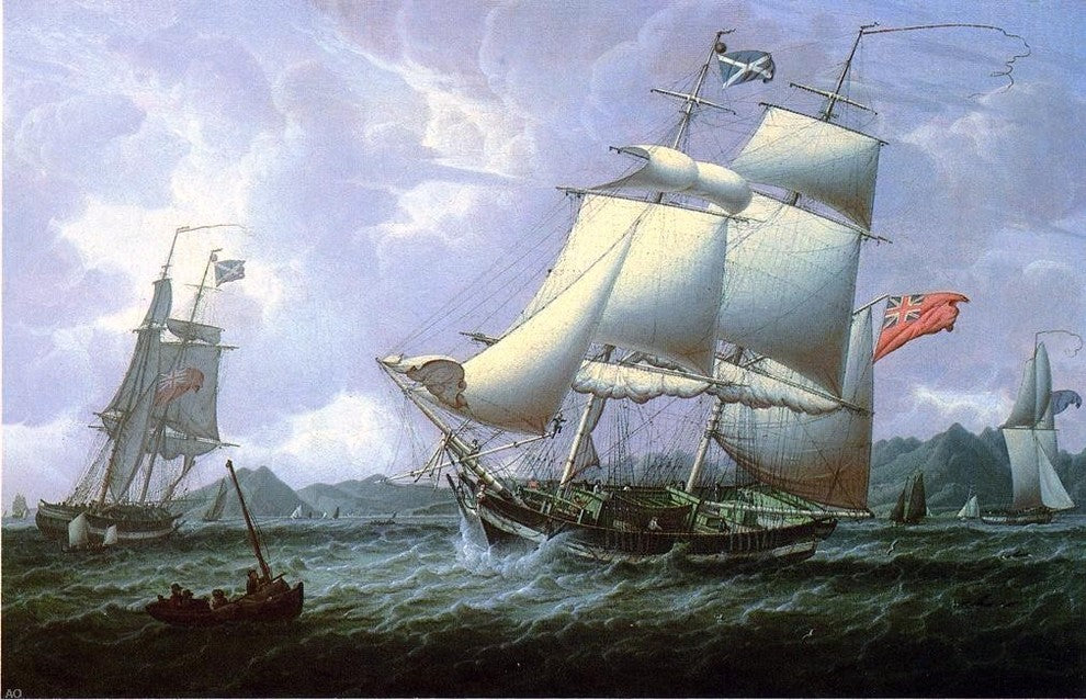 Robert Salmon British Schooners, 18"x27" Wall Decal Print