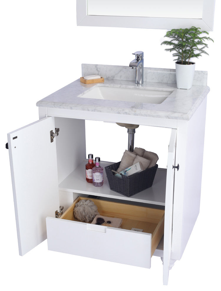 30" - White Cabinet + White Carrara Countertop