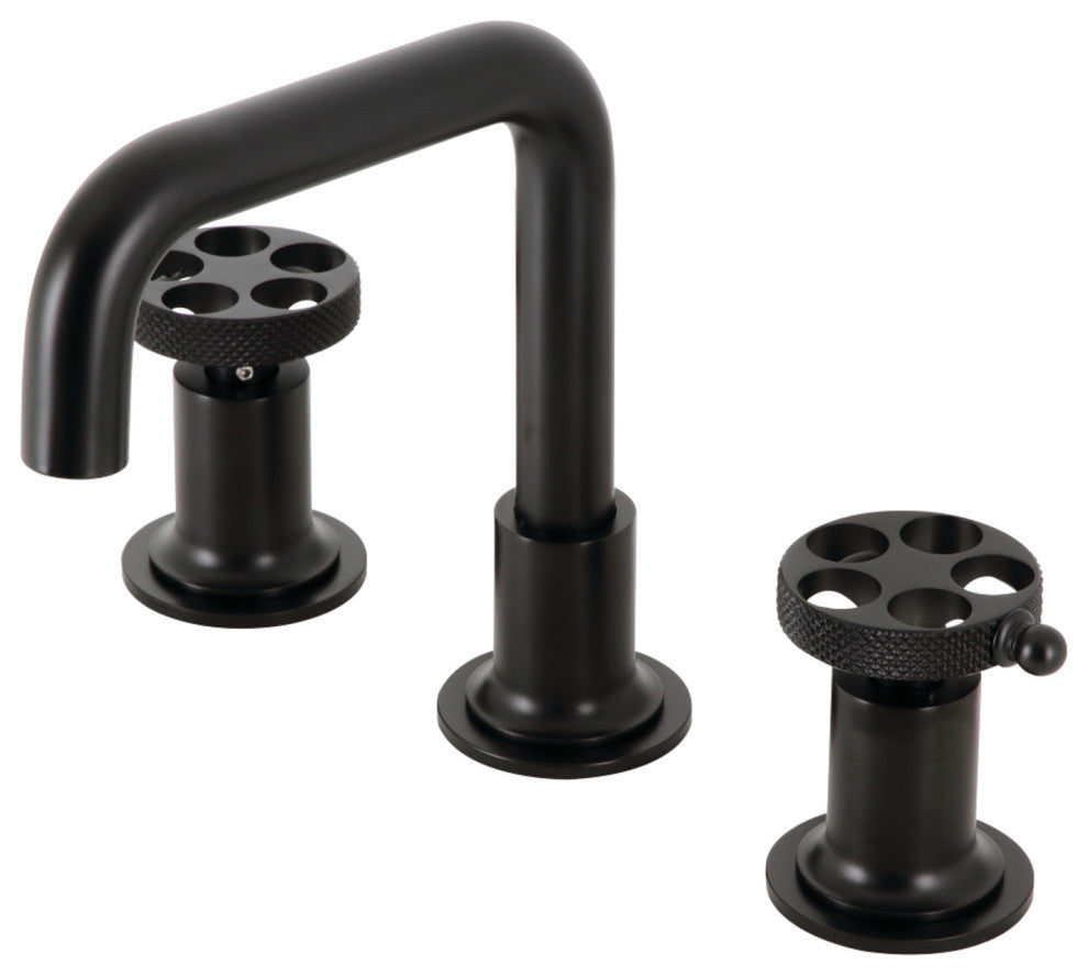 KS142RKXMB Widespread Bathroom Faucet With Push Pop-Up, Matte Black