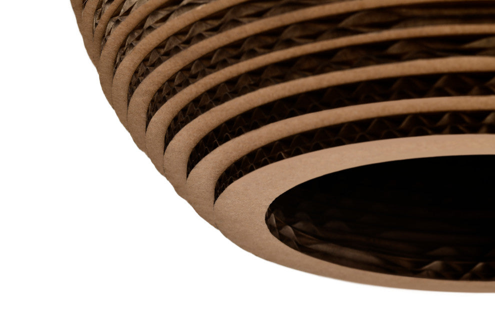 1-light Brown Natural Pendant Light With Nordic Style Globe Cardboard Shade
