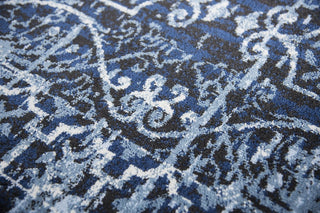 Rizzy Home Panache PN6964 Dark Blue Scroll Work Area Rug, 2'3"x7'7" Runner