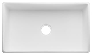 Roine Apron Front Man Made Stone Single Bowl Kitchen Sink, White, 30"