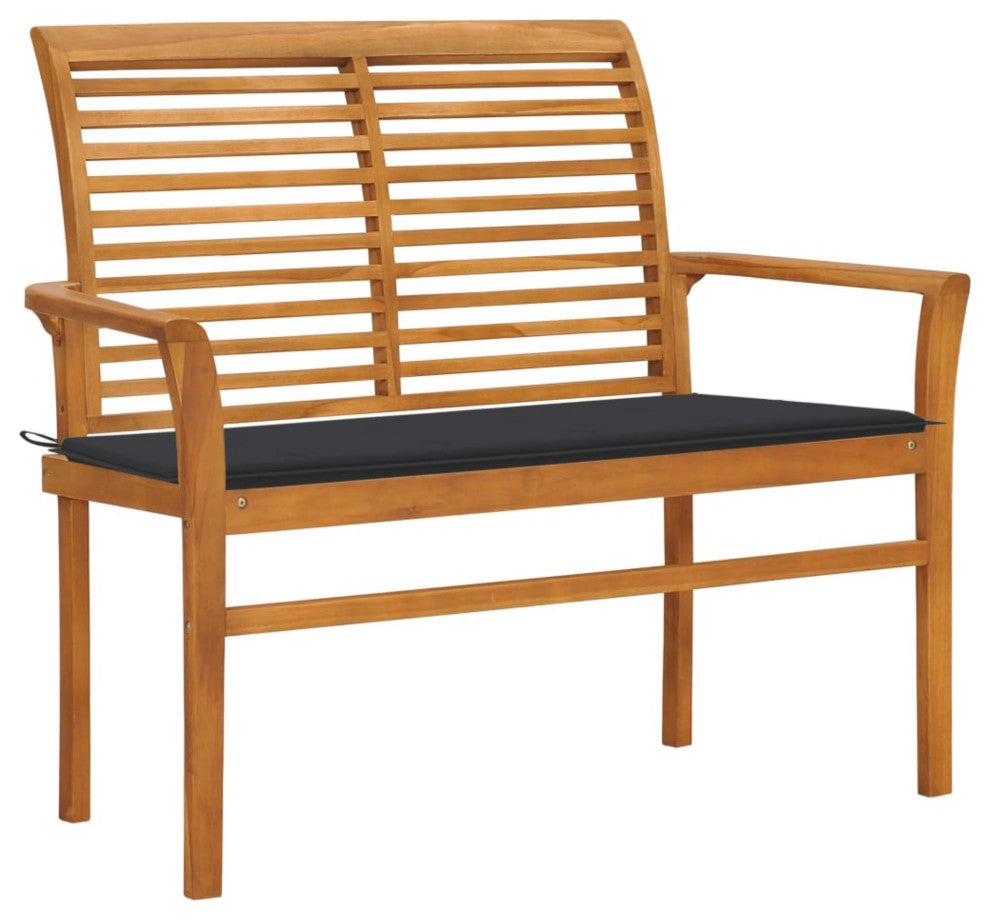 Vidaxl Garden Bench With Anthracite Cushion 44.1" Solid Teak Wood
