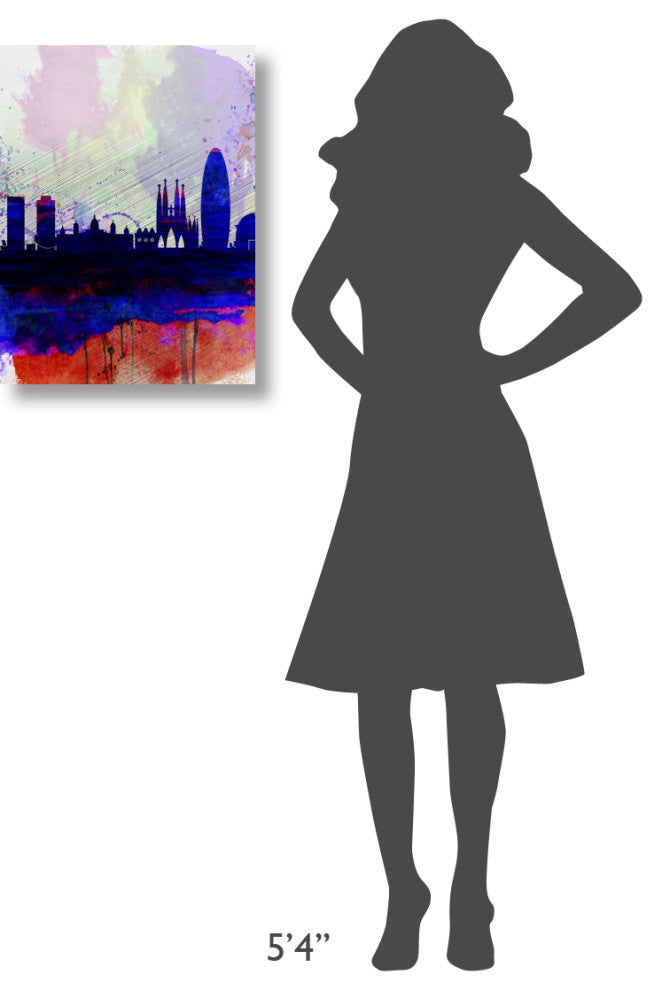"Barcelona Watercolor Skyline 2" Fine Art Print