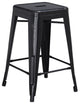 24'' Backless Distressed Metal Indoor Counter Height Stool, Black, 16"x16"