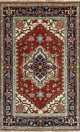 Heriz Hand Knotted Area Rug, Red, 3'2"x5'1"